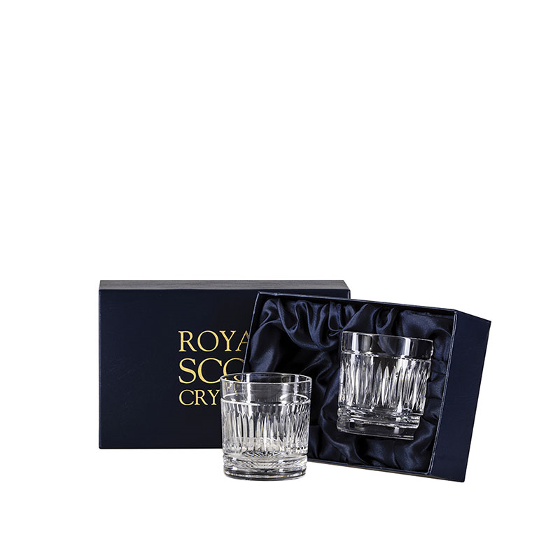 Art Deco Set of 2 Whisky Tumblers, 260ml, Clear-1