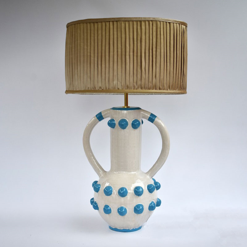 Carnival Collection Zebedee Hand Thrown Ceramic Table Lamp Base Only, Turquoise Blue-0