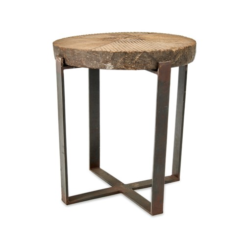 Chakala Wooden Side Table, Reclaimed Wood & Iron-1