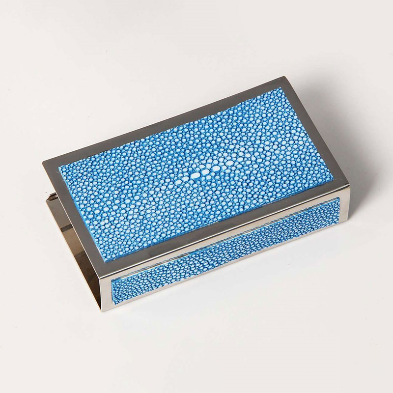 Large Match Box Holder, 13 x 7cm, Duke Blue Shagreen-4