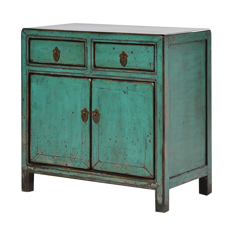 Wvyern Small Chinese cupboard with 2 doors, 67 x 67 x 37cm, Painted Green-0