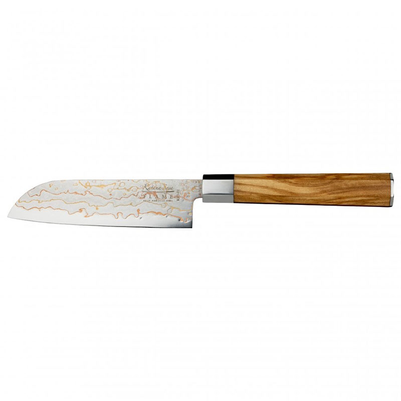 Flame Santoku Knife, 12cm, Olive Wood-0