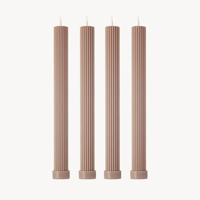 Roma Set of 4 Dinner Candles, H27cm, Mauve-0