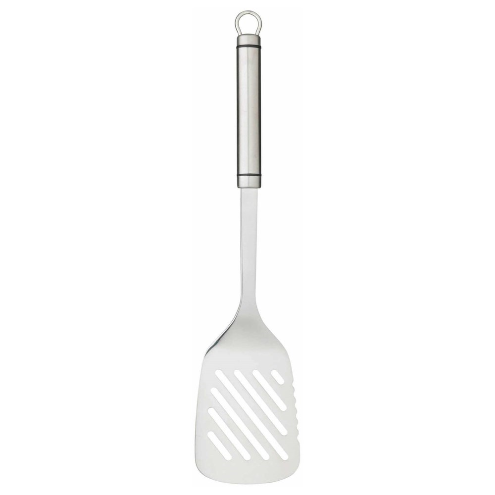 Oval Handled Slotted turner, stainless steel-0