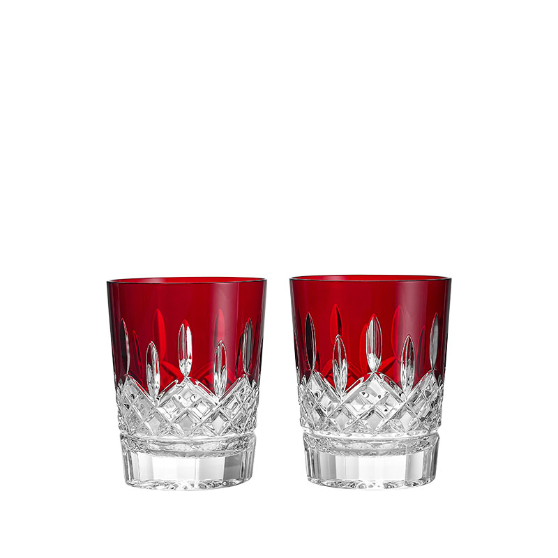 Lismore Set of 2 Double Old Fashion Tumblers, 275ml, Red-0