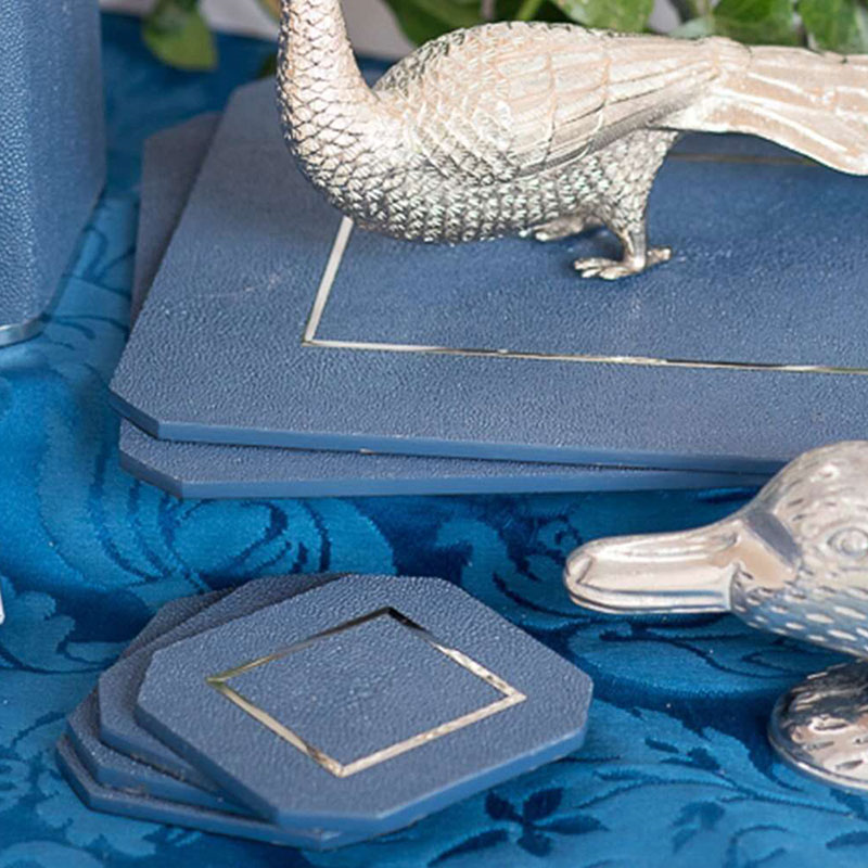 Set of 4 Placemats, 21 x 30cm, Nile Blue Shagreen-2