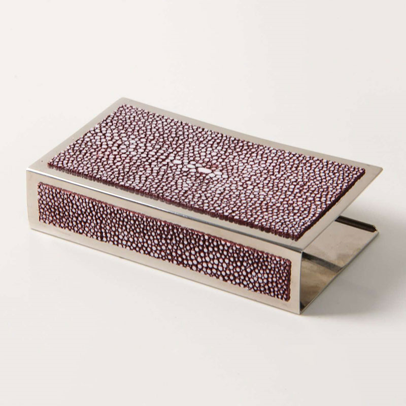 Large Match Box Holder, 13 x 7cm, Mulberry Shagreen-0