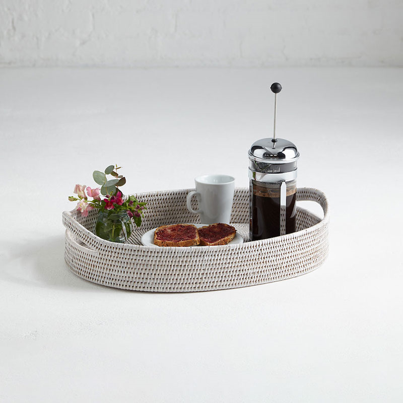 Pegu Rattan Tray, 55 x 40cm, White-1