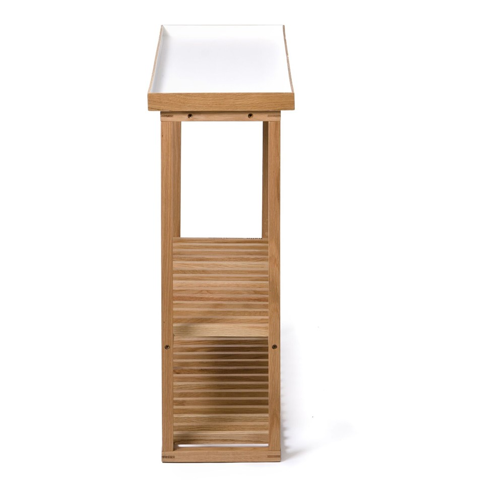 Hello Storage table, H74.4 x W81 x D28cm, White/Oak-2