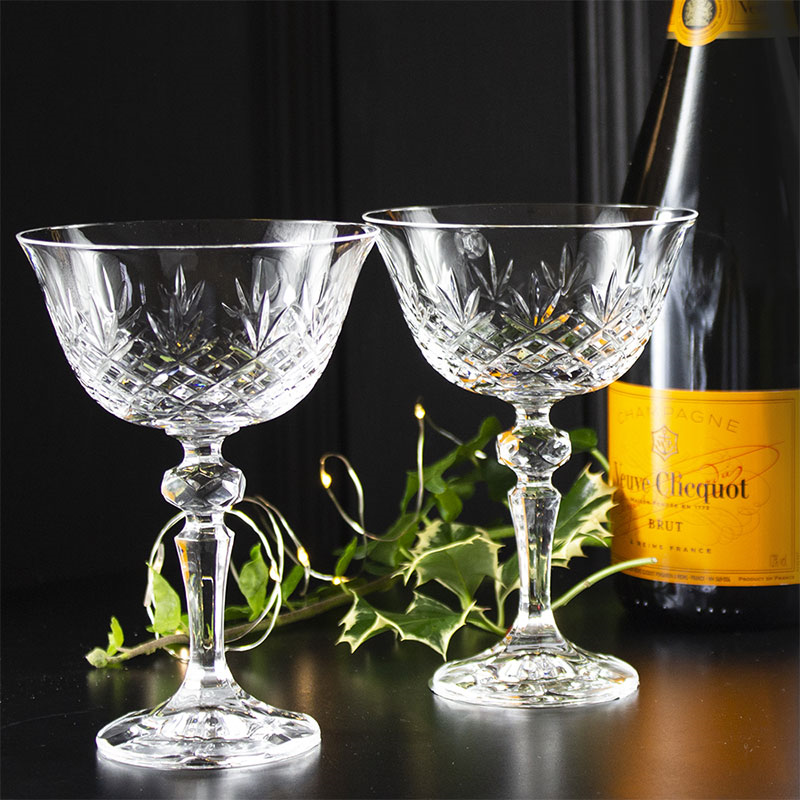 Edinburgh Set of 2 Champagne Coupes, 180ml, Clear-0