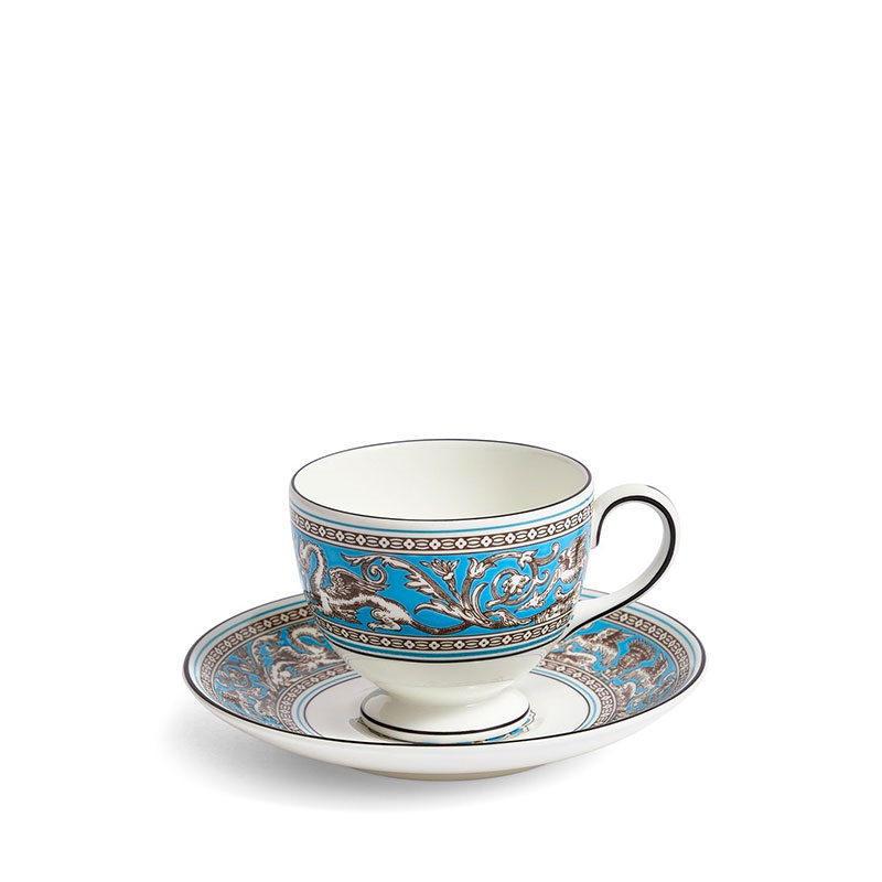 Florentine Teacup and Saucer, 174ml, Turquoise-0