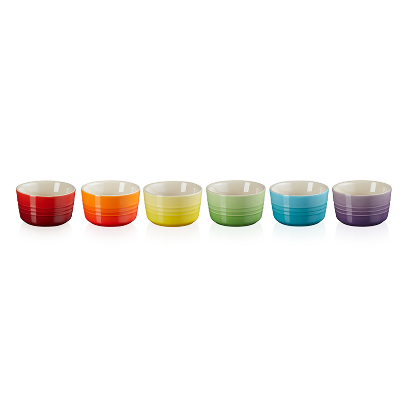 Stoneware Set of 6 mini ramekins, rainbow-0