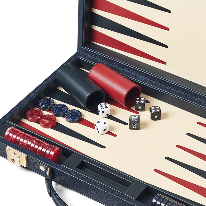 Backgammon Set, L38 x W23cm, Navy Pebble-4