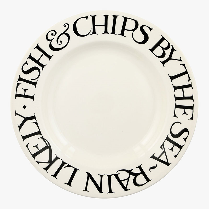 Black Toast Fish & Chips Plate, D27cm, Cream-1