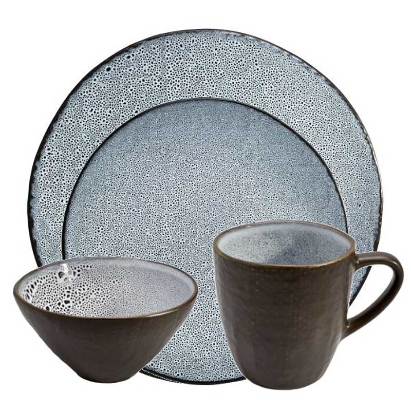 Lava 16 Piece Dinner Set, Dark Grey-0