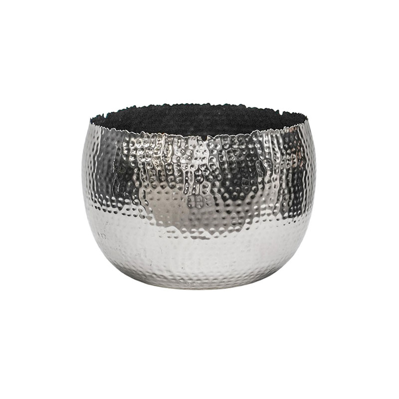 Hammered Bowl planter, H21 x W30 x D30cm, Nickel-1