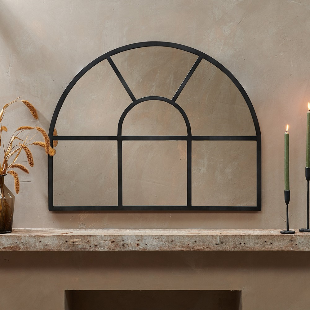 Imoma Overmantle Arch Mirror, H80 x W100cm, Black-0