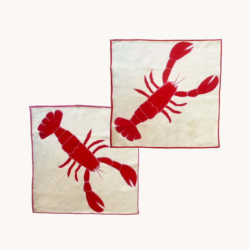 Lobster Set of 2 Napkins, 45 x 45cm, Red-1