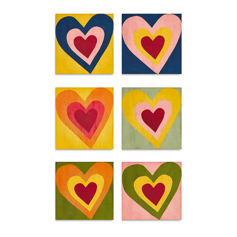 S&B Heart Linen Set of 6 Napkins, 50cm x 50cm, Multi-0