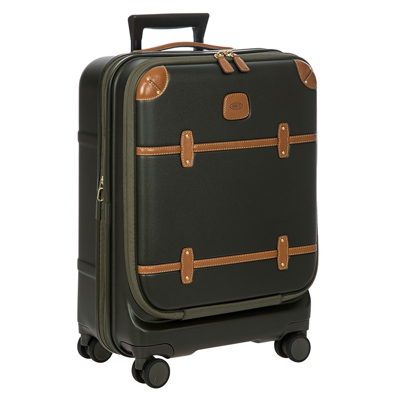 Bellagio Carry-On Suitcase with Front Pocket, H55 x L38 x W23/27cm, Olive-2