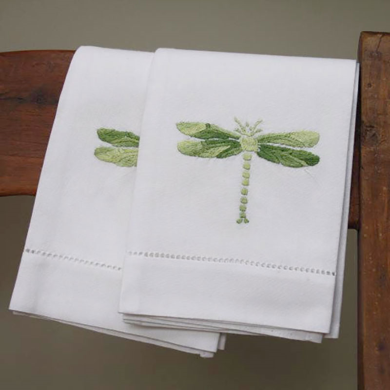 Dragonfly Hand Towel, 38 x 58cm, White/Green-0