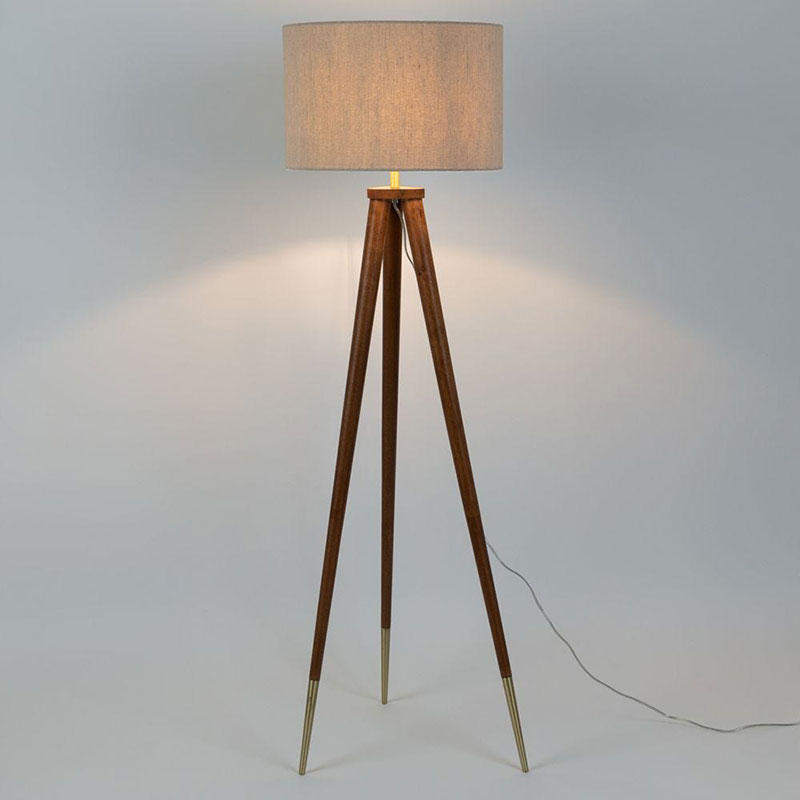 Hawkins Tripod Floor Lamp with Shade, H154cm, Walnut-1