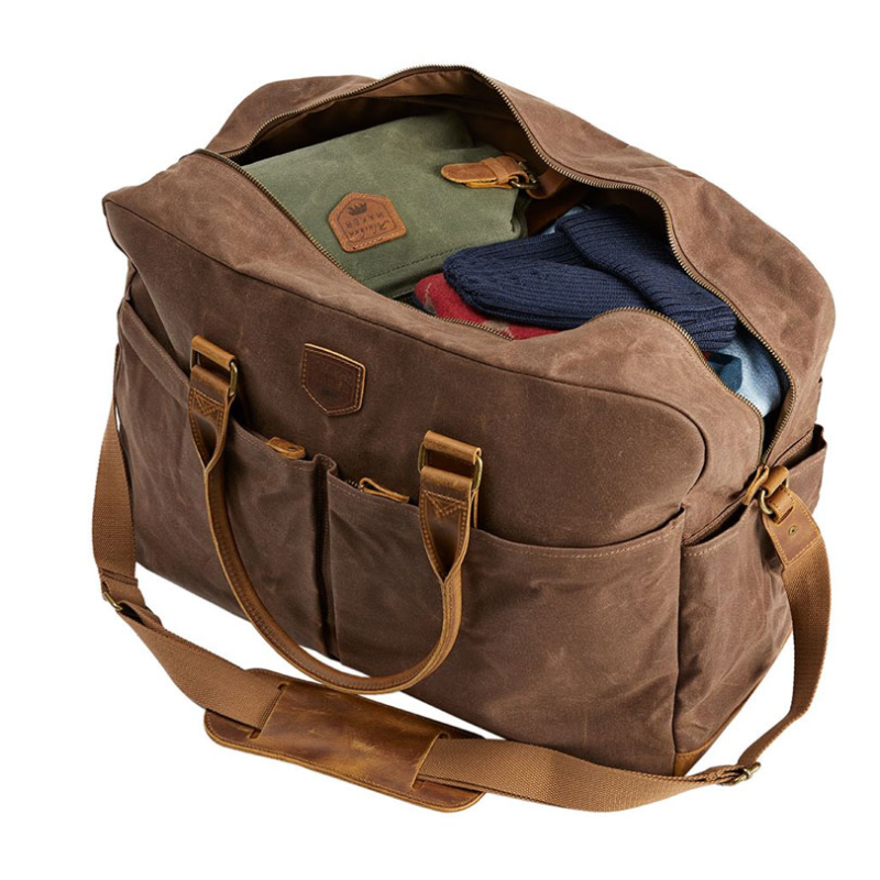 Waxed Canvas Weekend Bag, Tobacco Brown-2