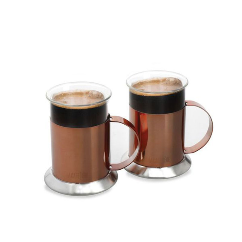 Set of 2 Glass Mugs, 300ml, Copper/Glass-3