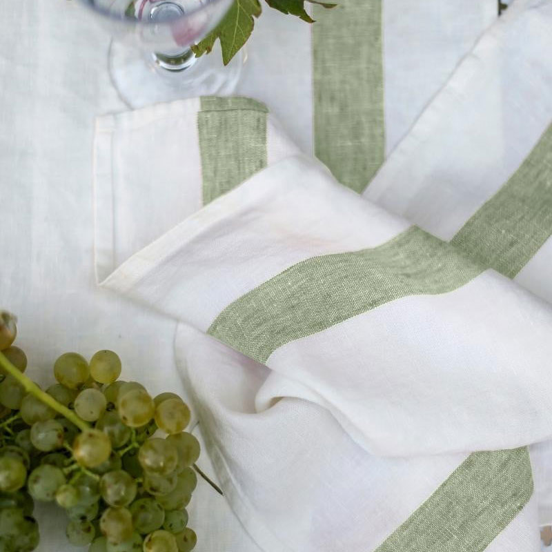 Arles Stripe Table Runner, H150 x W47cm, Olive-2