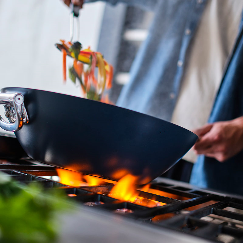 Space Folding Ceramic Non-Stick Wok, 32cm, Midnight Blue-3