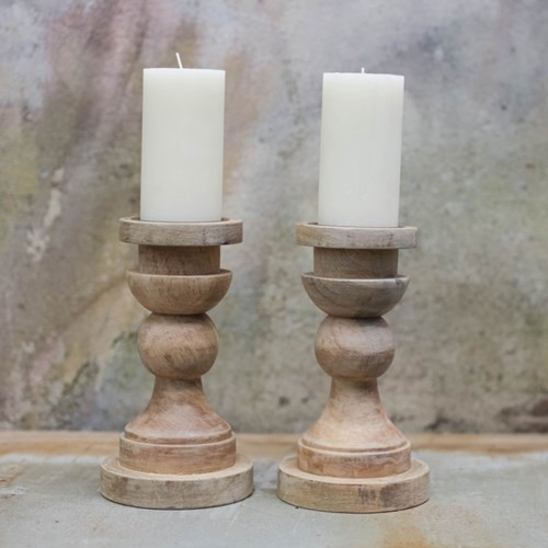 Kibibi Candlestick H23cm, Mango Wood-0