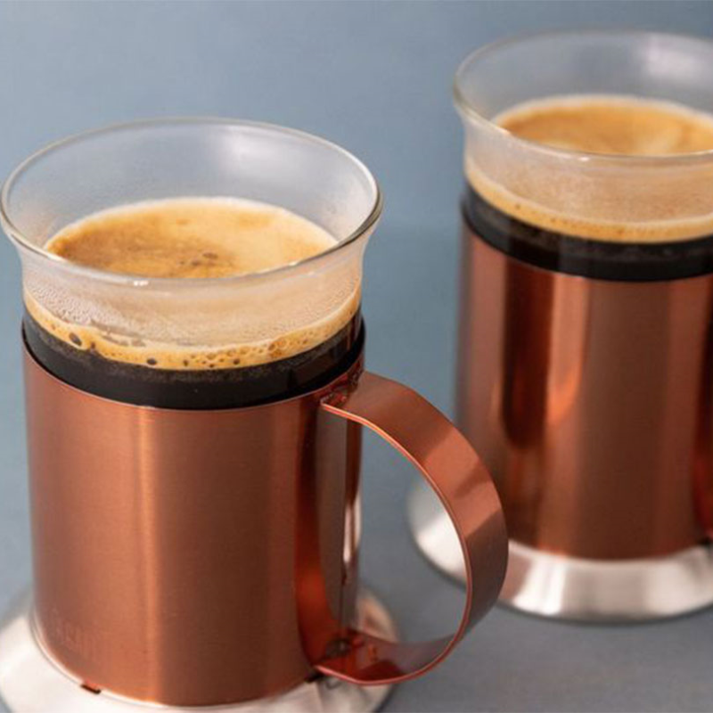 Set of 2 Glass Mugs, 300ml, Copper/Glass-1