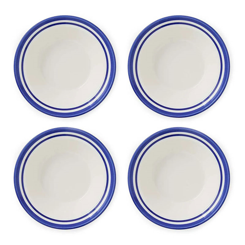 Potter's Stripe Set of 4 Oatmeal Bowls, D16.5cm, Blue-1