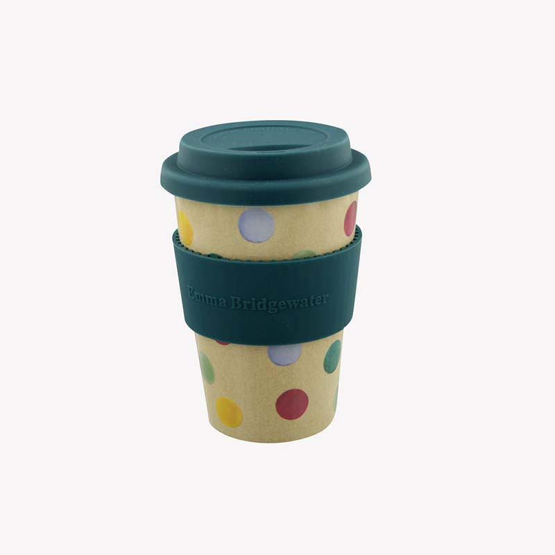 Polka Dot Rice Husk Cup, 425ml, Green/Cream-0