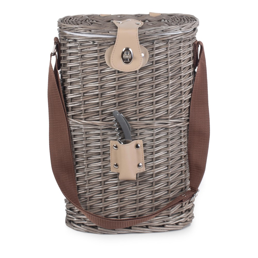 Insulated Carry basket - 2 Bottle, 26 x 15 x 37cm, Brown-4