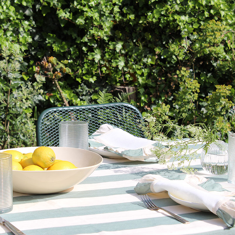 Wide Stripe Tablecloth, 240cm x 150cm, Sea Green-2