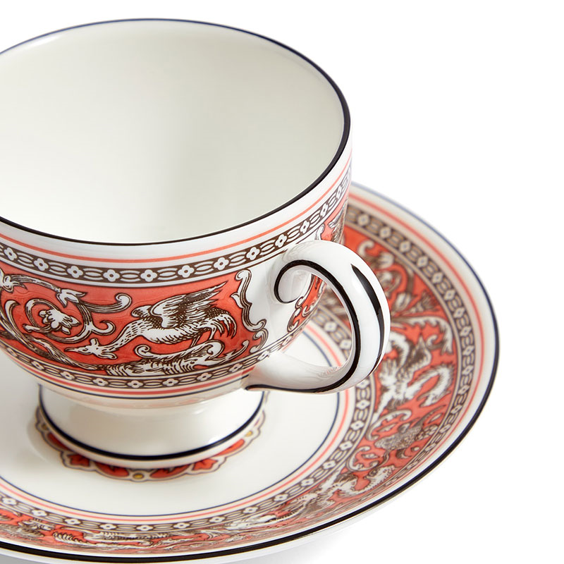 Florentine Teacup and Saucer, 174ml, Salmon-3