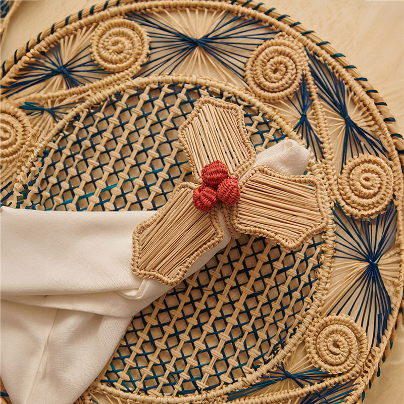 Sandra Set of 2 Woven Placemats, D35cm, Midnight Blue-1