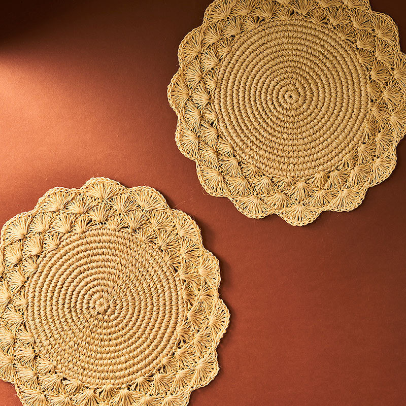 Clara Set of 2 Woven Placemats, D39cm, Natural-1