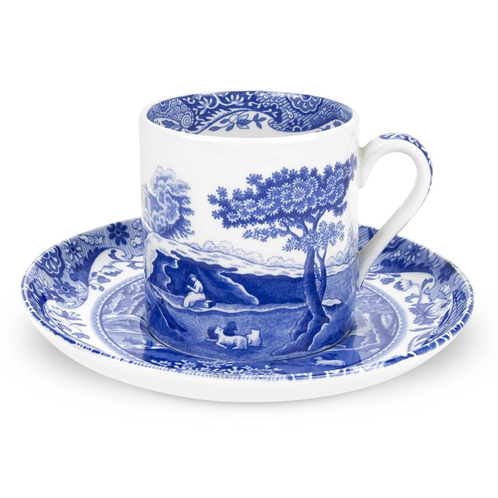 Blue Italian Set of 4 coffee cups and saucers, 90ml-0