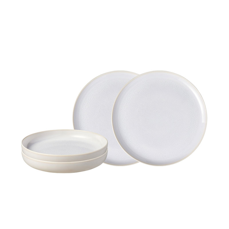 Crafted Cotton 4 Piece Dinner Set, White-0