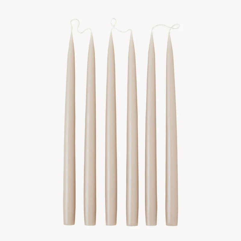 Set of 6 Tapered Dinner Candles, H35cm, Latte-0