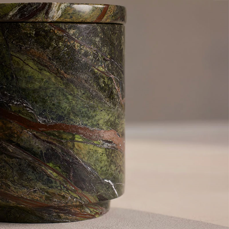 Leather & Oud Marble Candle, 250g, Forest Green-5