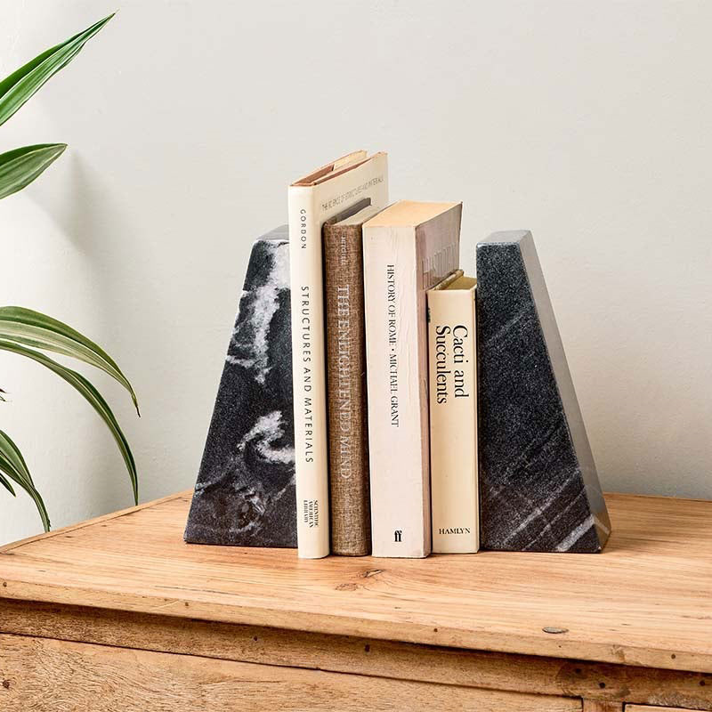 Juda Marble Bookends, H20cm, Black-2