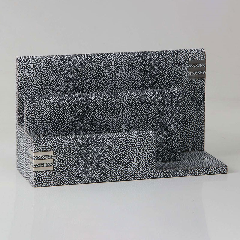 Chandler Letter Rack, 26 x 10 x 15cm, Charcoal Shagreen-2