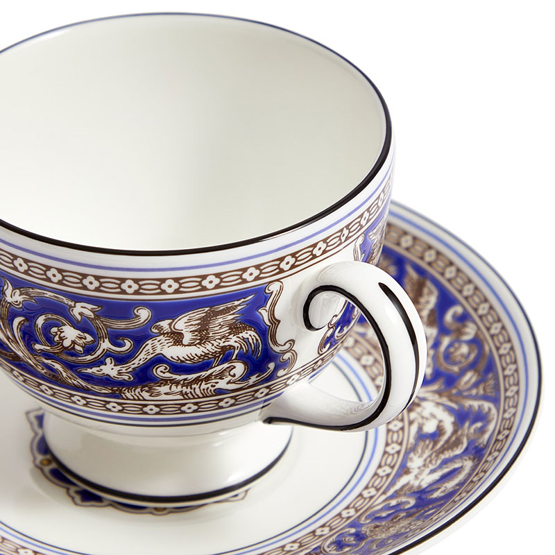 Florentine Teacup and Saucer, 174ml, Marine-1