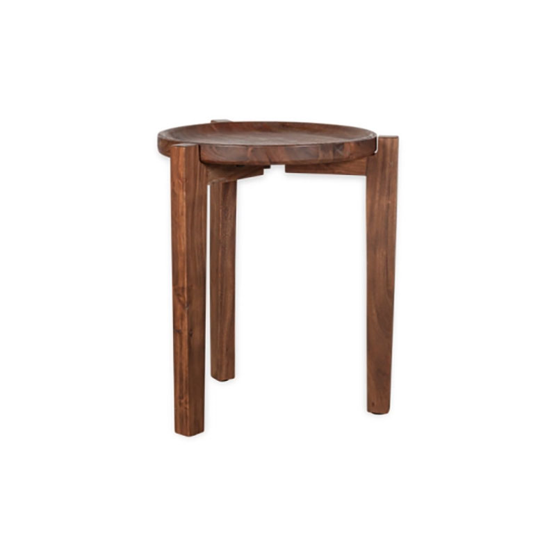 Umar Acacia Side Table, Dark Brown-4