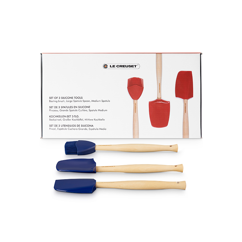 Silicone Utensil Tools, Set of 3, Azure-1