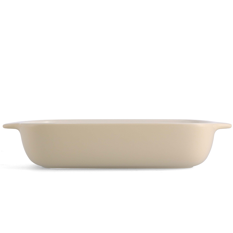 Stoneware Dish with Bamboo Lid, 32cm, Almond Cream-4