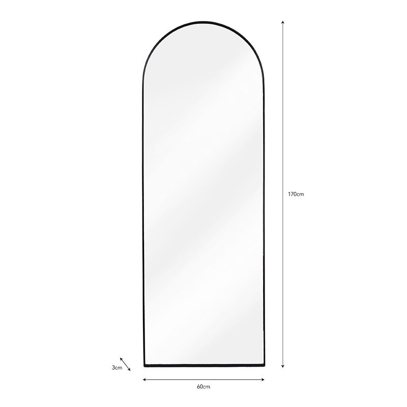 Charlcombe Arched Freestanding Mirror, H170cm, Iron-3